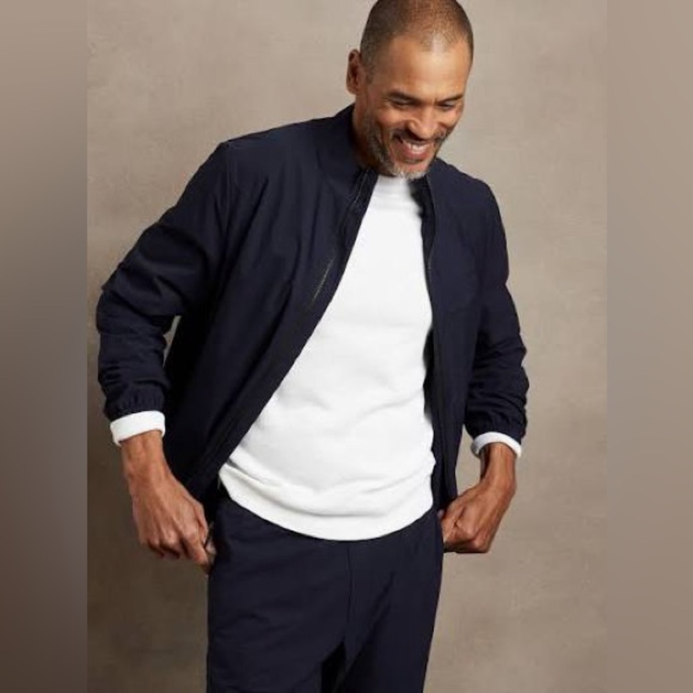 Banana Republic Men’s Motion Tech Full Zip Jacket Navy Blue XL Water Repellent